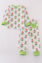 Load image into Gallery viewer, Green stripe christmas grinch unisex pajamas set
