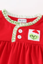 Load image into Gallery viewer, Red christmas grinch french knot girl gown
