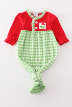 Load image into Gallery viewer, Red christmas grinch french knot baby gown
