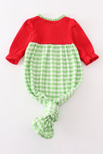 Load image into Gallery viewer, Red christmas grinch french knot baby gown
