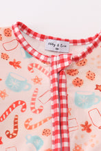 Load image into Gallery viewer, Red christmas candy cane zipper boy romper
