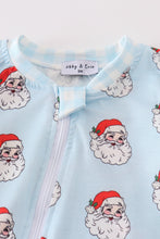 Load image into Gallery viewer, Blue christmas santa claus zipper  unisex romper
