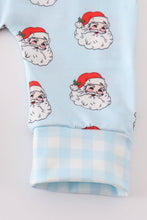 Load image into Gallery viewer, Blue christmas santa claus zipper  unisex romper
