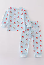 Load image into Gallery viewer, Blue christmas santa claus unisex pajamas set
