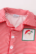 Load image into Gallery viewer, Red stripe christmas santa claus embroidery boy pajamas set
