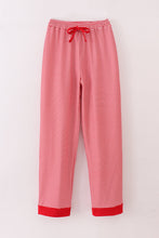 Load image into Gallery viewer, Red stripe christmas santa claus embroidery women pajamas pants
