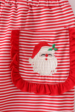 Load image into Gallery viewer, Red stripe christmas santa claus embroidery women pajamas pants
