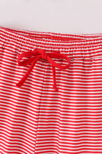 Load image into Gallery viewer, Red stripe christmas santa claus embroidery women pajamas pants
