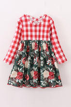 Load image into Gallery viewer, Red floral gingham mom&amp;me dress
