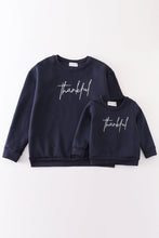 Load image into Gallery viewer, Navy thankful fleece mom&amp;me sweatshirt
