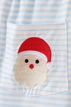 Load image into Gallery viewer, Blue stripe christmas santa claus embroidery men pajamas pants
