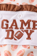 Load image into Gallery viewer, Brown football game day embroidery girl romper
