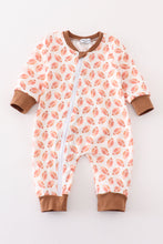 Load image into Gallery viewer, Brown football game day embroidery boy romper
