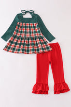 Load image into Gallery viewer, Forest merry christmas plaid girl set
