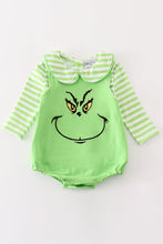 Load image into Gallery viewer, Green grinch embroidery boy bubble set
