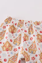 Load image into Gallery viewer, Christmas gingerbread house print girl pajamas set
