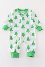 Load image into Gallery viewer, Green christmas tree print zip romper
