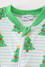 Load image into Gallery viewer, Green christmas tree print zip romper
