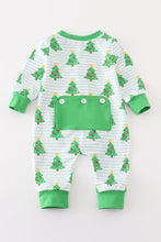 Load image into Gallery viewer, Green christmas tree print zip romper
