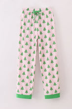 Load image into Gallery viewer, Green christmas tree print ruffle mom pajamas pants
