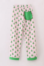 Load image into Gallery viewer, Green christmas tree print ruffle mom pajamas pants
