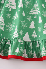 Load image into Gallery viewer, Green christmas tree ruffle dress
