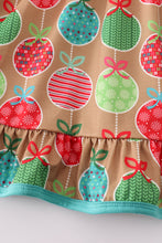 Load image into Gallery viewer, Green christmas ornaments print dress
