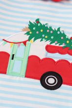 Load image into Gallery viewer, Blue christmas camper van applique girl set
