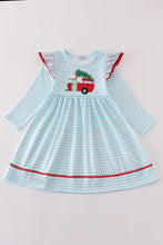 Load image into Gallery viewer, Blue christmas camper van applique dress
