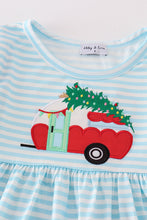 Load image into Gallery viewer, Blue christmas camper van applique dress
