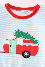 Load image into Gallery viewer, Blue christmas camper van applique boy set
