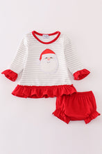 Load image into Gallery viewer, Red christmas santa claus applique stripe girl bloomer set
