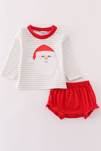 Load image into Gallery viewer, Red christmas santa claus applique stripe boy bloomer set
