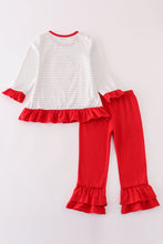 Load image into Gallery viewer, Red christmas santa claus applique stripe girl set
