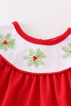 Load image into Gallery viewer, Red christmas holly embroidery girl bubble
