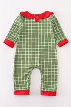 Load image into Gallery viewer, Green christmas holly embroidery boy romper
