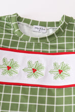 Load image into Gallery viewer, Green christmas holly embroidery boy set
