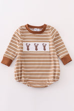 Load image into Gallery viewer, Brown stripe antler embroidery boy bubble
