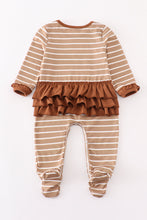 Load image into Gallery viewer, Brown stripe antler applique girl romper
