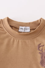 Load image into Gallery viewer, Brown stripe antler embroidery girl set
