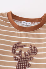 Load image into Gallery viewer, Brown stripe antler embroidery boy set
