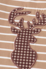 Load image into Gallery viewer, Brown stripe antler embroidery boy set
