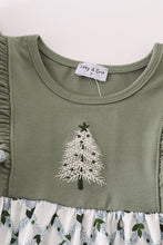 Load image into Gallery viewer, Sage christmas tree embroidery girl dress
