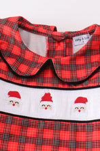 Load image into Gallery viewer, Red christmas santa embroidery smocked plaid boy set
