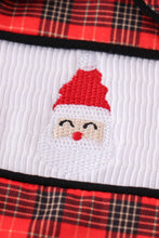 Load image into Gallery viewer, Red christmas santa embroidery smocked plaid boy set
