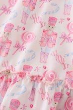 Load image into Gallery viewer, Pink nutcracker print girl ruffle gown
