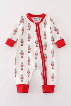 Load image into Gallery viewer, Red nutcracker print ruffle zip boy romper
