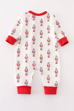 Load image into Gallery viewer, Red nutcracker print ruffle zip boy romper
