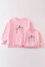 Load image into Gallery viewer, Pink nutcracker embroidery mom&amp;me fleece sweatshirt
