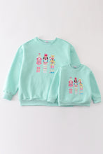 Load image into Gallery viewer, Mint nutcracker embroidery mom&amp;me fleece sweatshirt
